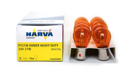 Лампа NARVA PY21W 21W (BAU15s) 24v Heavy Duty (желтая) /10