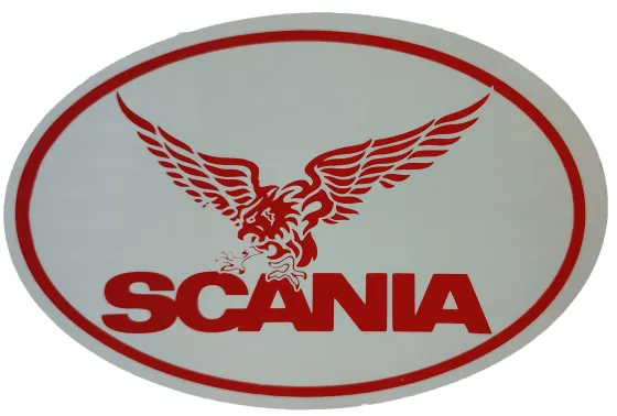 Наклейка №78 светоотражающая SCANIA, овал, Красный
