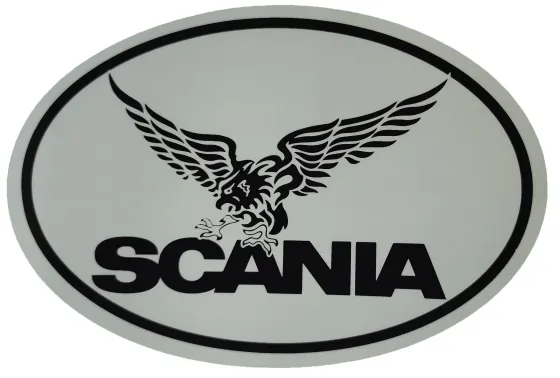 Наклейка №77 светоотражающая SCANIA, овал, Черный