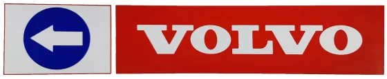 Наклейка №169 светоотражающая 407х86мм VOLVO стрелка, Левый, Полоски, Красный