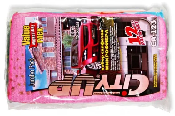 Салфетки для уборки из микрофибры CityUP CA-123 350х400мм, 12 штук /1/30