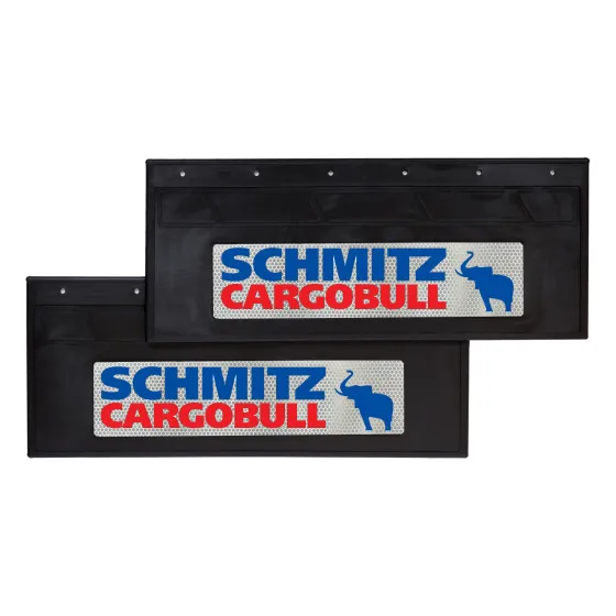 Брызговики 670х270мм "SCHMITZ CARGOBULL + слон" с белой светоотражающей основой