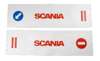 Брызговики длинномер 1200х350мм из 2-х частей (белая резина) SCANIA (стрелка) красный