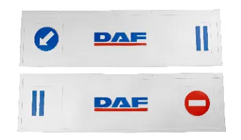Брызговики длинномер 1200х350мм из 2-х частей (белая резина) DAF (стрелка) красной полосой