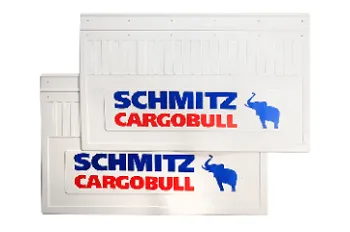 Брызговики 600х370мм "SCHMITZ CARGOBULL + слон" (синий) Белая Резина LUX РБ