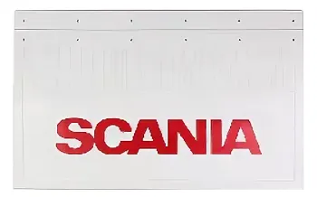 Брызговики 600х370мм "SCANIA" (красный) Белая Резина LUX РБ
