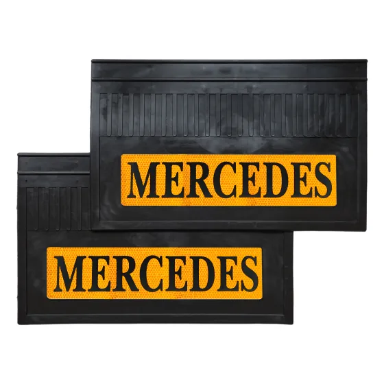 Брызговики 600х370мм "MERCEDES" с светоотражающей ЖЕЛТОЙ основой