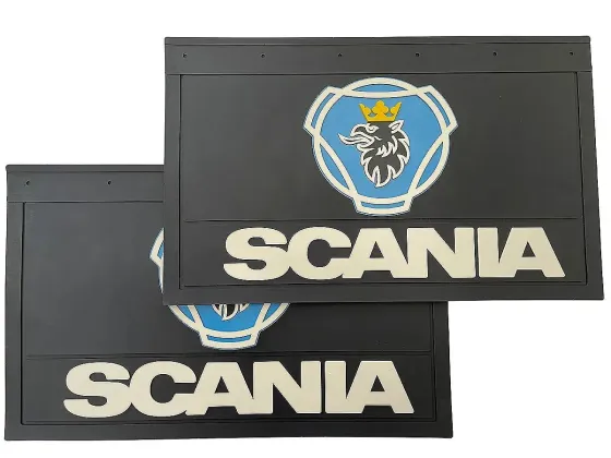 Брызговики 600х370мм (SCANIA) белый объемный текст+знак LUX
