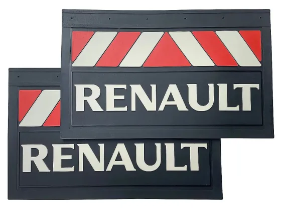 Брызговики 600х370мм (RENAULT) объемный текст, кр./бел. полоса LUX