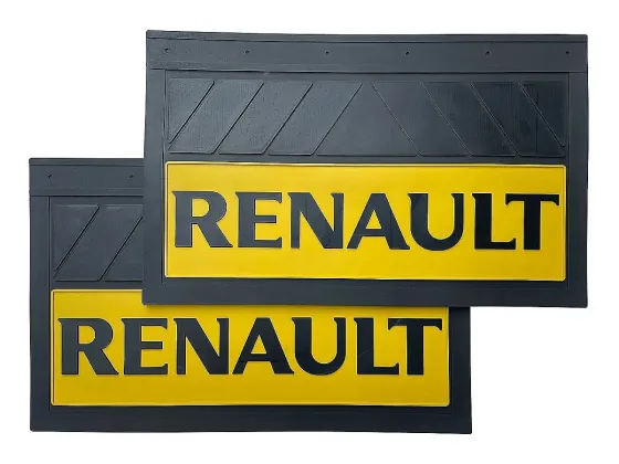 Брызговики 600х370мм (RENAULT) желтая основа объемный текст LUX