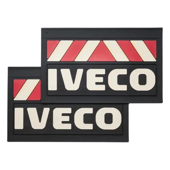 Брызговики 600х370мм (IVECO) объемный текст, кр./бел. полоса LUX