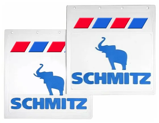 Брызговики 400х400мм "SCHMITZ + Слон" (синий) Белая Резина PRO