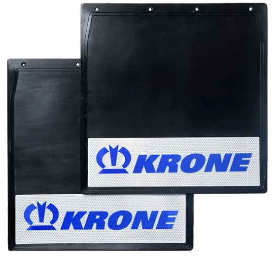 Брызговики 400х400мм "KRONE" (Эмблема с синей надпись) с светоотражающей белой основой