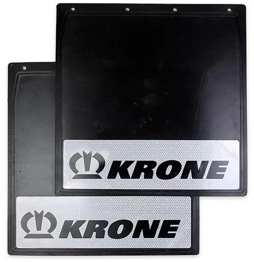 Брызговики 400х400мм "KRONE" (Эмблема с черная надпись) с светоотражающей белой основой