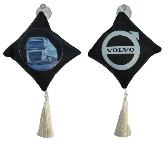 Вымпел подушка с кисточкой эко-кожа Volvo черный
